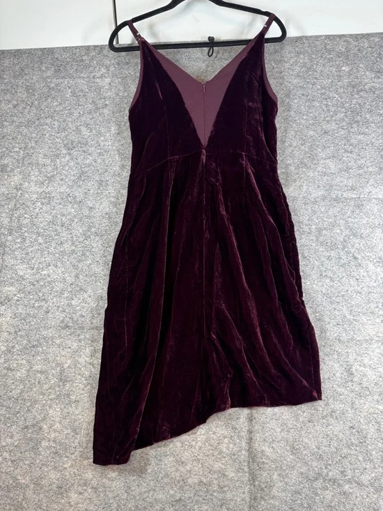 Adenlyn Rae Velvet Midi Slip Dress Burgundy Size M V Neck Party Whimsigoth Chic - Picture 10 of 13